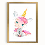 Personalized Kids Art – Cute Unicorn Girl Illustration Wall Print
