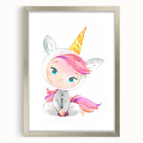 Personalized Kids Art – Cute Unicorn Girl Illustration Wall Print