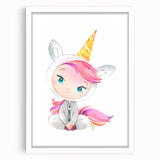 Personalized Kids Art – Cute Unicorn Girl Illustration Wall Print