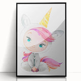Personalized Kids Art – Cute Unicorn Girl Illustration Wall Print