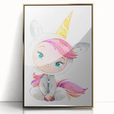 Personalized Kids Art – Cute Unicorn Girl Illustration Wall Print