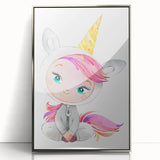 Personalized Kids Art – Cute Unicorn Girl Illustration Wall Print