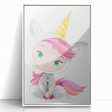 Personalized Kids Art – Cute Unicorn Girl Illustration Wall Print