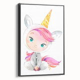 Personalized Kids Art – Cute Unicorn Girl Illustration Wall Print
