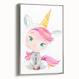 Personalized Kids Art – Cute Unicorn Girl Illustration Wall Print