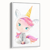 Personalized Kids Art – Cute Unicorn Girl Illustration Wall Print