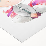 Personalized Kids Art – Cute Unicorn Girl Illustration Wall Print