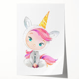 Personalized Kids Art – Cute Unicorn Girl Illustration Wall Print