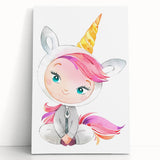 Personalized Kids Art – Cute Unicorn Girl Illustration Wall Print