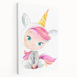 Personalized Kids Art – Cute Unicorn Girl Illustration Wall Print