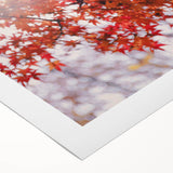 Art deco poster featuring an autumnal scene with warm red and orange leaves on rolled canvas, ideal for dining room decor.