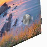Close-up of a stunning acrylic landscape artwork showcasing vibrant cliffs and intricate textures, ideal for modern home decor and art enthusiasts.