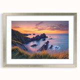 Framed landscape artwork showcasing dramatic cliffs in a silver mat finish, perfect for enhancing contemporary home decor. Ideal for nature enthusiasts and artistic interiors.