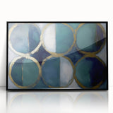 Gold & Teal Geometric Circles - Modern Living Room Wall Art