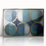 Gold & Teal Geometric Circles - Modern Living Room Wall Art