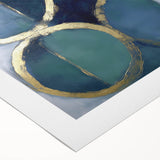 Gold & Teal Geometric Circles - Modern Living Room Wall Art