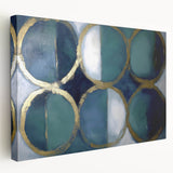 Gold & Teal Geometric Circles - Modern Living Room Wall Art