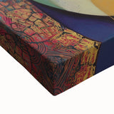 Close-up of an abstract figurative stretched canvas artwork showcasing vibrant colors and intricate brushstrokes, ideal for modern home decor and artistic expression.