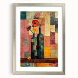 Abstract floral wall art framed in silver, showcasing vibrant colors and intricate designs, ideal for modern home decor and art enthusiasts.