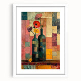 Abstract floral wall art in a white frame, showcasing colorful blooms against a soft background, perfect for modern home decor and enhancing interior aesthetics.