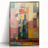 Framed abstract floral wall art featuring vibrant colors and gold accents, ideal for modern decor. Perfect for adding elegance to living spaces or offices.