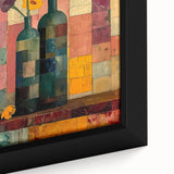 Close-up of an abstract floral wall art design on a framed canvas, showcasing vibrant colors and intricate patterns that enhance modern decor aesthetics. Perfect for adding a touch of elegance to living spaces.