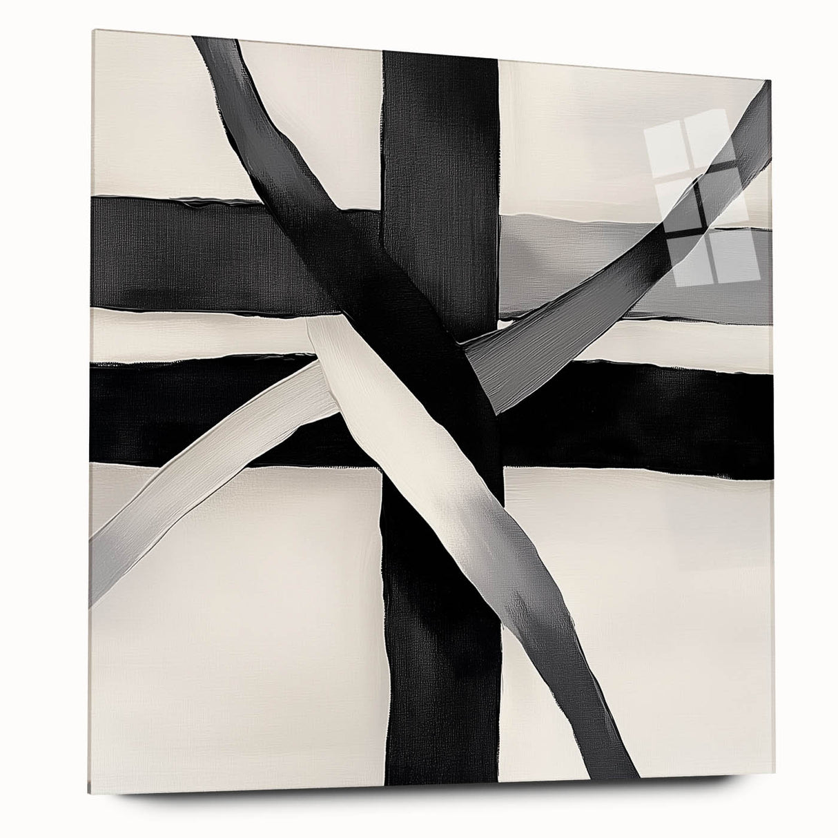 Minimalist Abstract Wall Art – Black and White Grid Geometry