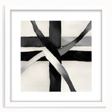 Minimalist Abstract Wall Art – Black and White Grid Geometry