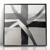 Minimalist Abstract Wall Art – Black and White Grid Geometry