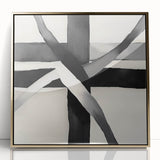 Minimalist Abstract Wall Art – Black and White Grid Geometry