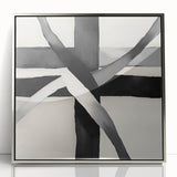 Minimalist Abstract Wall Art – Black and White Grid Geometry