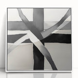 Minimalist Abstract Wall Art – Black and White Grid Geometry