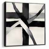 Minimalist Abstract Wall Art – Black and White Grid Geometry