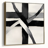 Minimalist Abstract Wall Art – Black and White Grid Geometry