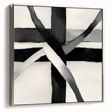 Minimalist Abstract Wall Art – Black and White Grid Geometry