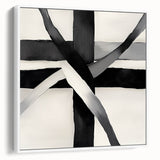 Minimalist Abstract Wall Art – Black and White Grid Geometry