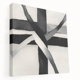 Minimalist Abstract Wall Art – Black and White Grid Geometry