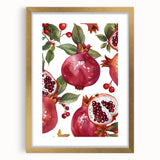 Extra large abstract art print featuring textured fruits in muted earth tones on a gold-framed canvas.