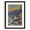 Rocky Seashore with Cypresses - Modern Wall Art of Coastal Landscape