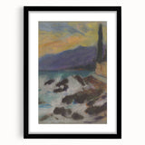 Rocky Seashore with Cypresses - Modern Wall Art of Coastal Landscape