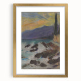 Rocky Seashore with Cypresses - Modern Wall Art of Coastal Landscape