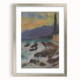 Rocky Seashore with Cypresses - Modern Wall Art of Coastal Landscape
