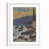 Rocky Seashore with Cypresses - Modern Wall Art of Coastal Landscape