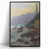 Rocky Seashore with Cypresses - Modern Wall Art of Coastal Landscape