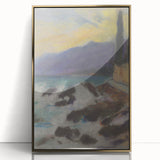 Rocky Seashore with Cypresses - Modern Wall Art of Coastal Landscape