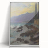 Rocky Seashore with Cypresses - Modern Wall Art of Coastal Landscape