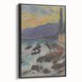 Rocky Seashore with Cypresses - Modern Wall Art of Coastal Landscape
