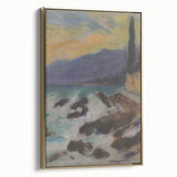 Rocky Seashore with Cypresses - Modern Wall Art of Coastal Landscape