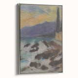 Rocky Seashore with Cypresses - Modern Wall Art of Coastal Landscape