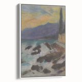 Rocky Seashore with Cypresses - Modern Wall Art of Coastal Landscape